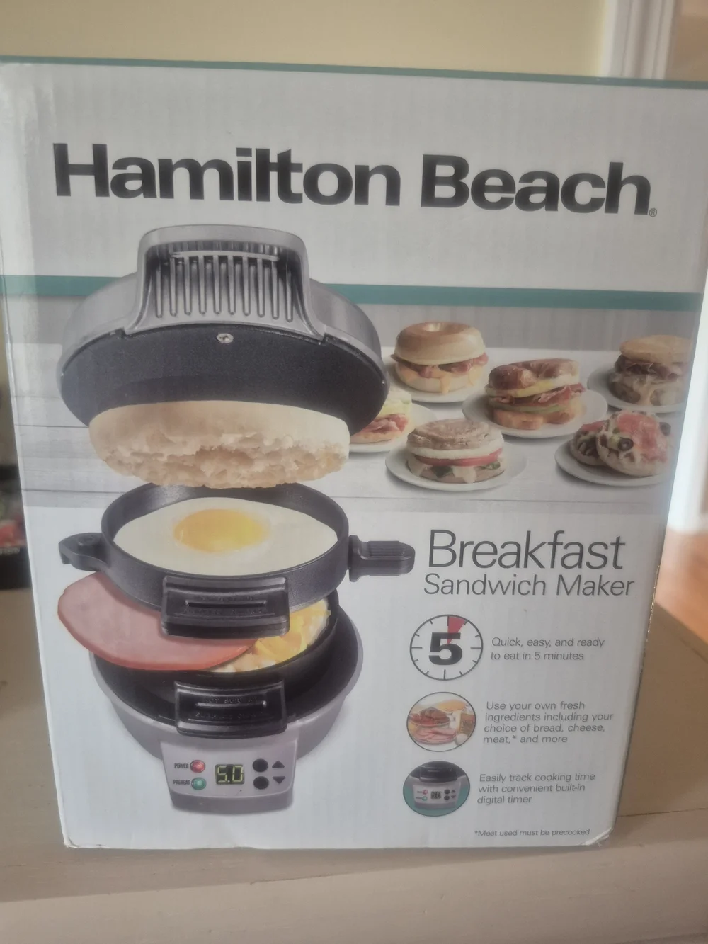 Hamilton Beach Black and Silver Breakfast Sandwich Maker
